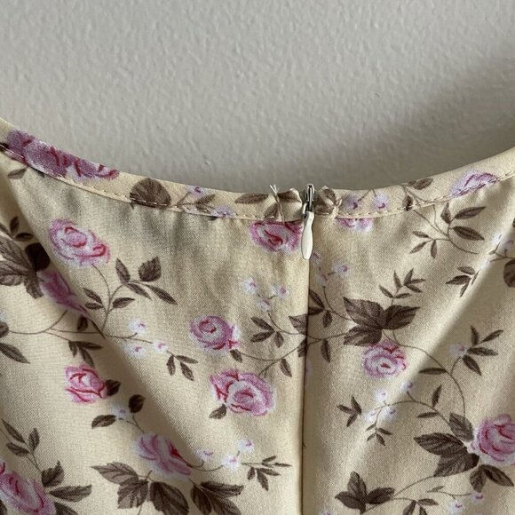 SHEIN Curve Women 1XL Yellow Ditsy Floral Unity Asymmetrical Ruffle Cami Dress - Picture 10 of 10